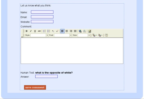 Screenshot of comment box.